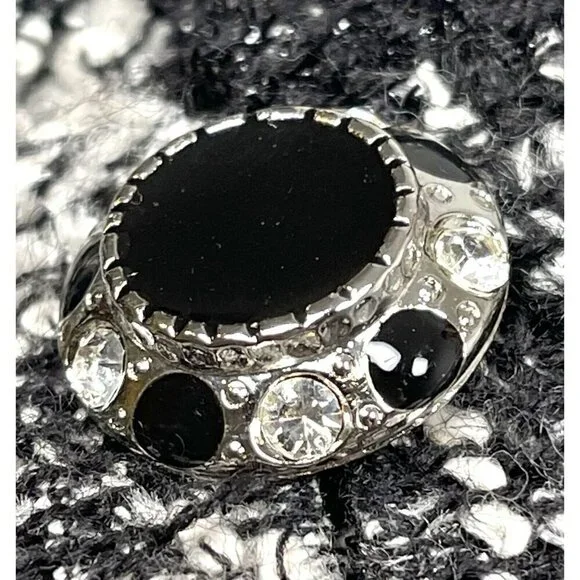 VTG ALBERTO MAKALI Womens SIZE 6 Black/White Tweed  JACKET Jewels Buttons *Flaw* - Picture 7 of 9